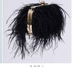 AKIRA Black Feather Clutch with Gold Accent